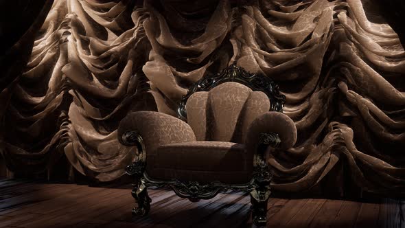 Luxurious Theater Curtain Stage with Chair alt