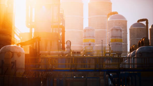 Oil and Gas Refinery at Twilight