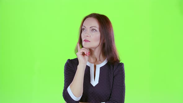 Learned Woman Thinks of Different Theories, Green Screen
