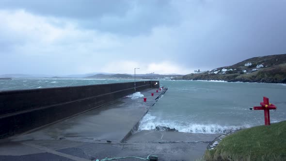 Crashing Ocean Waves in Portnoo During Storm Ciara in County Donegal - Ireland