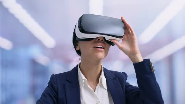 Excited Office Worker Wearing Virtual Reality Headset, Future Innovation, Gadget
