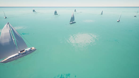 Sport Sailing Regatta on the Blue Clear Ocean