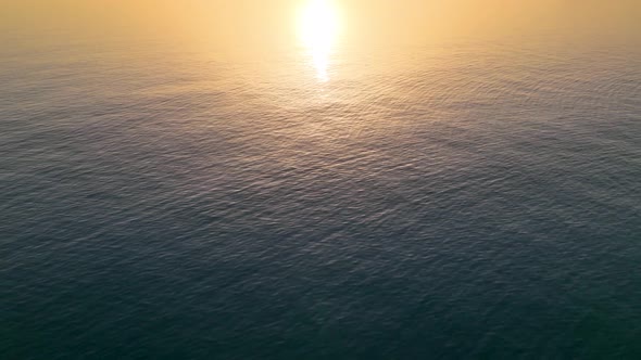 Mystical sunset over the sea aerial view 4 K