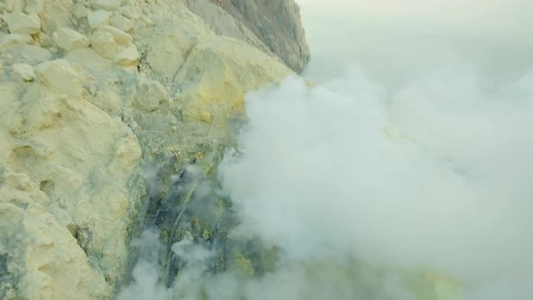 Volcanic Crater Where Sulfur Is Mined