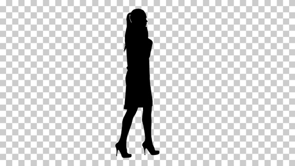 Silhouette Female doctor walking, Alpha Channel
