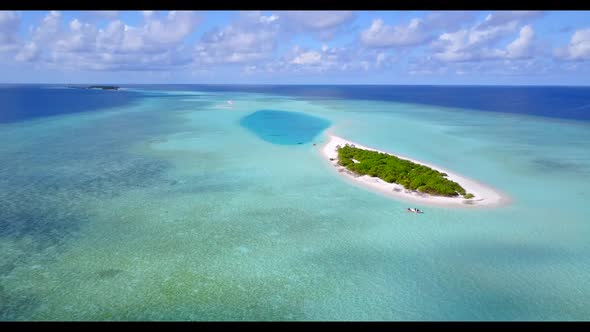 Aerial view landscape of tropical island beach lifestyle by blue green ocean with white sand backgro