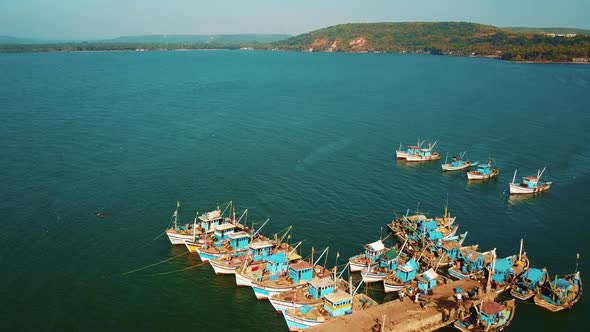 Slow Motion Shot of Boat Sailing in Ocean with Indian Flag Waving on Boat