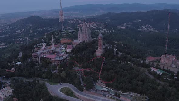 Tibidabo seen from above at dawn