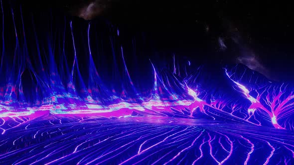 Neon Plasma River in Retro Futuristic Space Planet alt