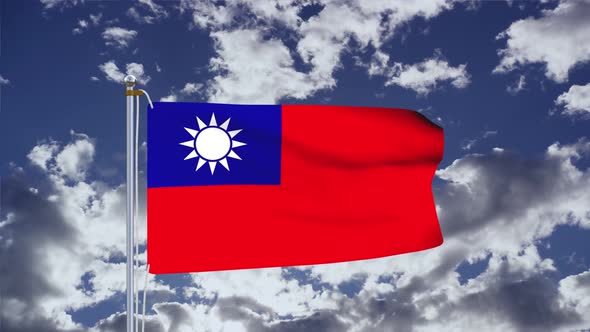 Taiwan Flag Waving 4k