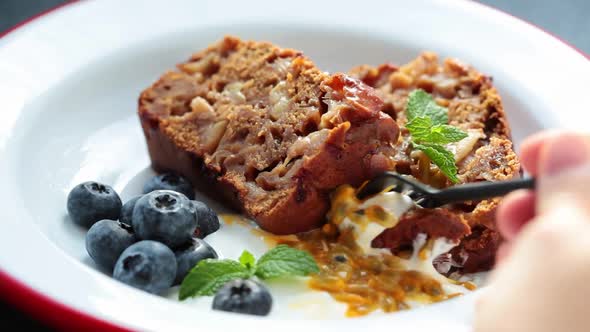 Slice of Vegan Fruit Pie with Cream Berries and Fruit