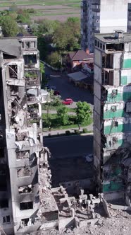 Vertical Video of a Wartorn House in Ukraine