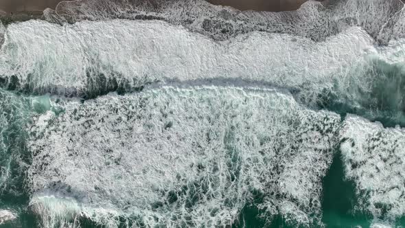 Sea waves in a storm aerial view 4 K