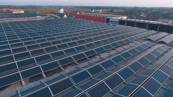 Innovative solar farm at sunset