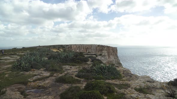 Ta Cenc Cliffs on Cloudy Winter Day near Blue Mediterranean Sea