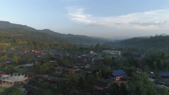 Flying Over Village in Doi Inthanon National Park