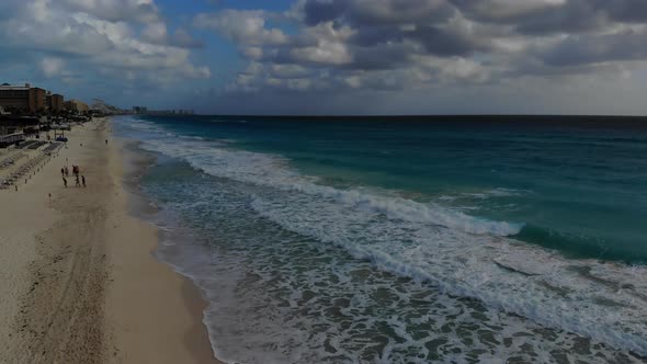 An Aerial View of a Beach in Cancun Resort Mexico