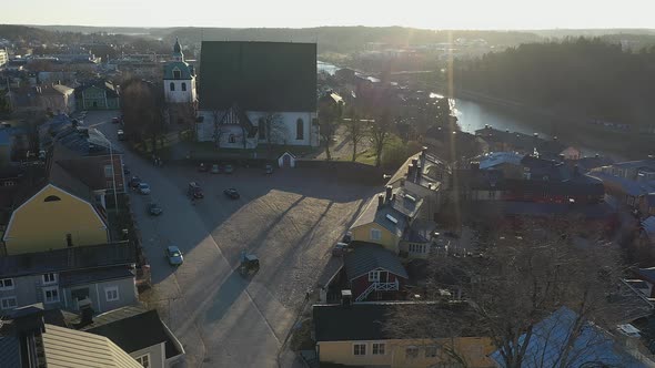 Closer Aerial Survey of the Medieval Evangelical Lutheran Church in Porvoo