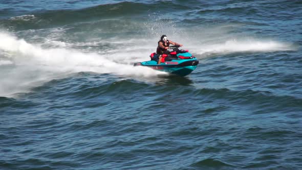 Jetski stunts performed on the Willamette River in Portland, Oregon in slow motion.