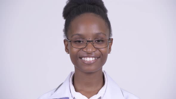 Face of Young Happy African Woman Doctor Smiling