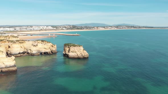 Mouth of Ribeira de Bensafrim, Lagos, Algarve. Panoramic view