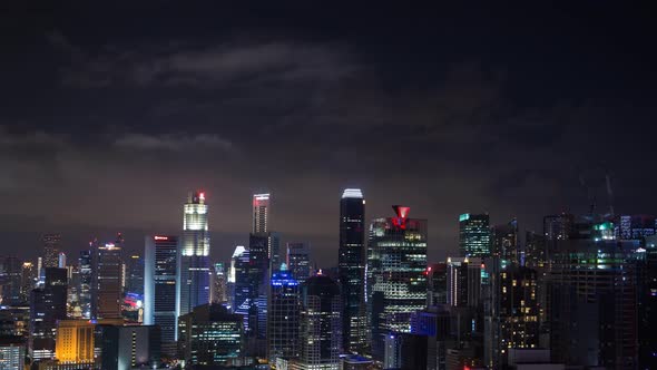 4k Time-lapse of cityscape view of Singapore city at night