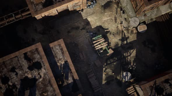 Aerial View of Abandoned Old Factory