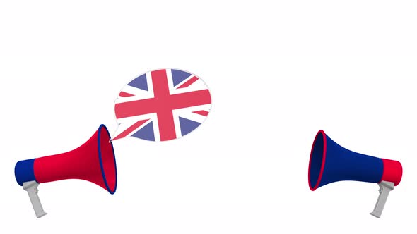 Flags of Australia and the United Kingdom on Speech Balloons
