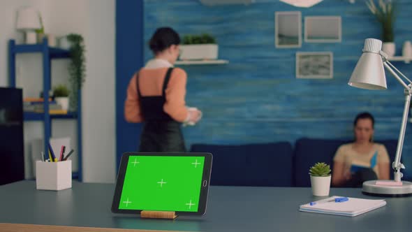 Tablet Computer with Mock Up Green Screen Chroma Key Display