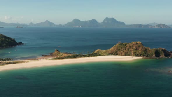 Wide Tropical Beach with White Sand, View From Above.