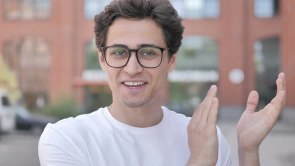 Applauding Young Man, Clapping for Appreciation