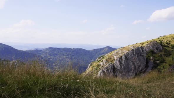 View Of The Valley Below Piatra Secuiului Peak, Alba, Romania -  panning shot