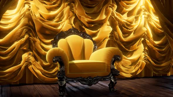 Luxurious Theater Curtain Stage with Chair