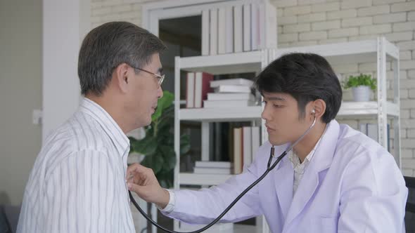 Health concept. The doctor is examining the patient in the clinic. 4k Resolution.