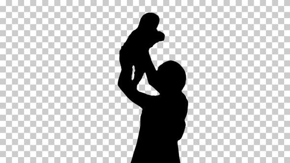Silhouette Woman and baby, Alpha Channel