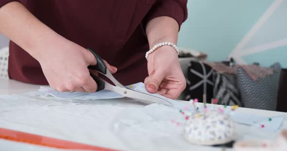 Clothes Fashion Designer Working in Her Sewing Studio Atelier