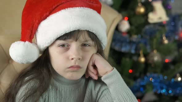 Little Girl Upset Christmas in Loneliness