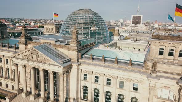 Aerial Footage of Bundestag Reichstag in Berlin