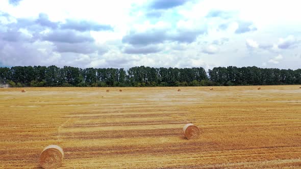 Drone view on the agricultural field background outdoors