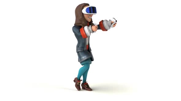 Fun 3D cartoon baroque man with a VR Helmet