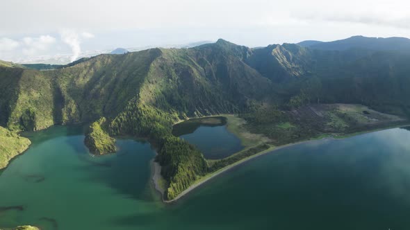 Aerial View of Agua de Alto and Lagoa do Fogo, Azores, Portugal.