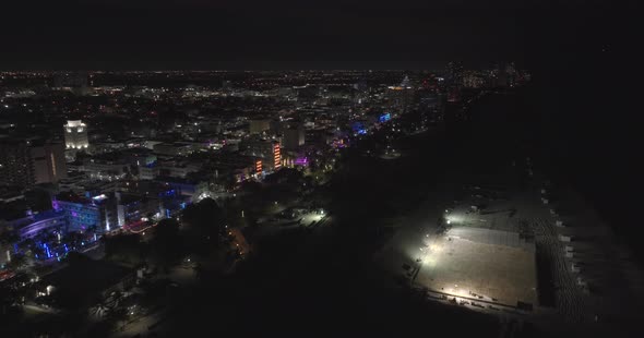 Night Aerial Clips Miami Beach Ocean Drive 5k