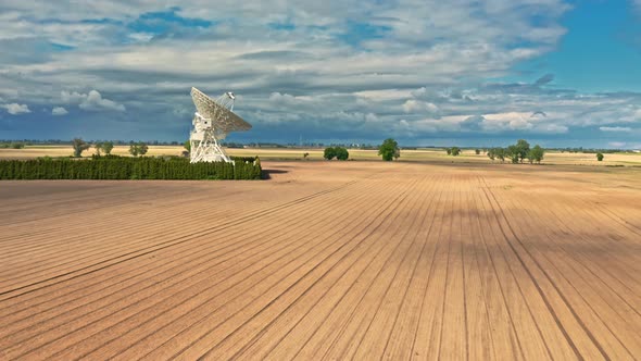 Observatory astronomical on brown filed in Poland.