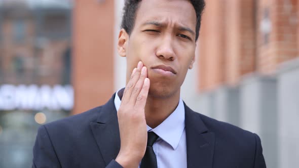 Toothache, African Businessman with Tooth Infection