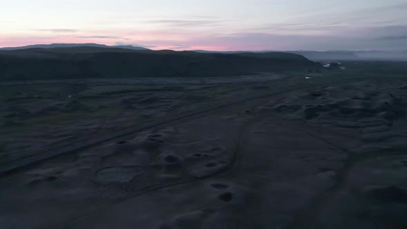 Aerial Panoramic Footage of Nordic Landscape in Twilight Time