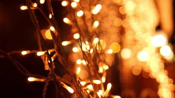 Blurred Background with Golden Lights with Bokeh Night City Life