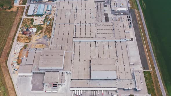 Aerial Shot of Industrial Warehouse. Storage Building