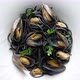Black Seafood Spaghetti Pasta with Mussels Over Stone Background - VideoHive Item for Sale