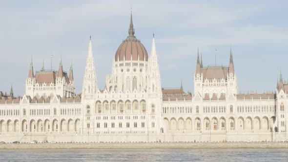 Parliament building located in Hungarian capital of Budapest by the day 4K 2160p UltraHD footage - B