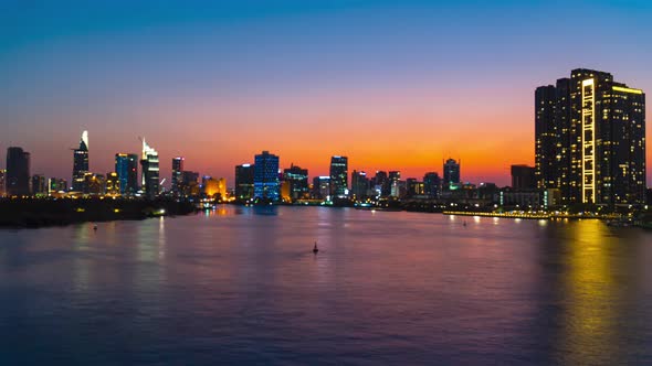 Downtown Sai Gon Sunset Timelapse 4K - Ho Chi Minh City
